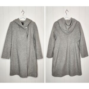 Theory Gray Wool / Cashmere Blend Wilrose Winsome Hooded Coat Size Large